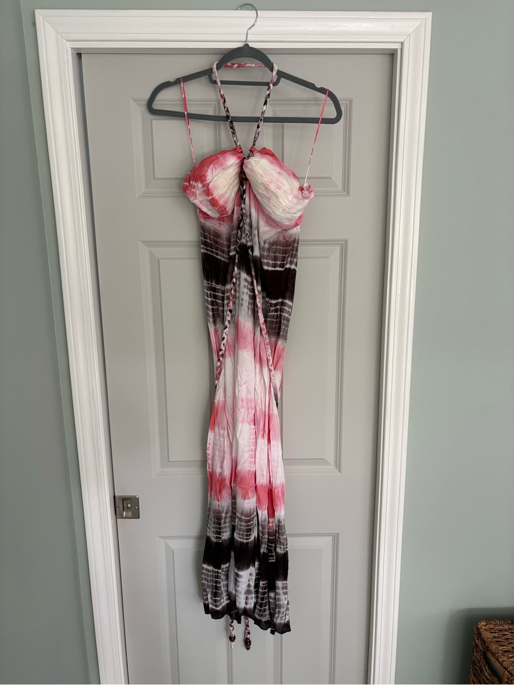 NWT Chaudry Pink Tie-Dye Halter Maxi Dress